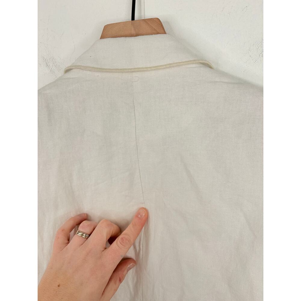 Joie | Linen Blend Embroidered Scallop Edge Blazer Jacket Small Ivory White - Picture 7 of 10